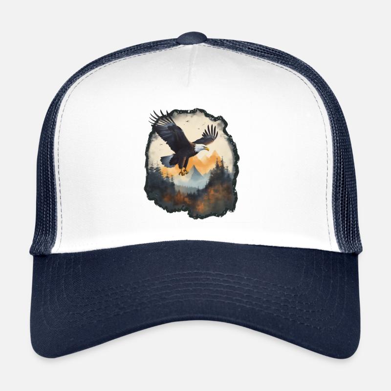 Adventure Design: Majestätischer Adler - Trucker Cap - Weiß/Navy