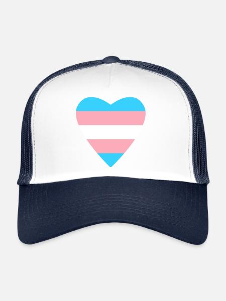 Cœur de la Fierté Transgenre Design - Casquette trucker  - blanc/marine - Devant