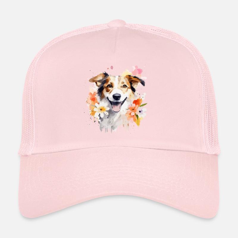 Niedlicher lustiger Hund mit Aquarell Trucker Cap
