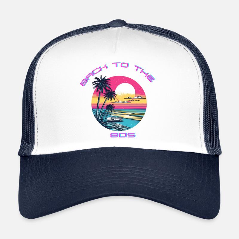 Conception rétro de la plage au coucher du soleil Casquette trucker 