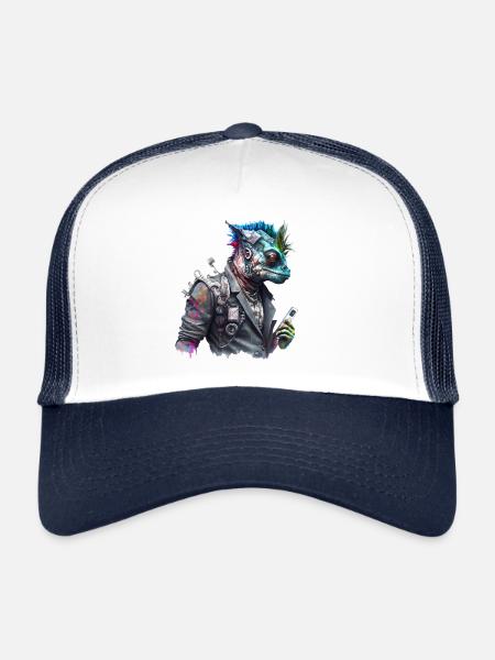 CS Cameleon, animal de la collection Cyber Squad - Casquette trucker  - blanc/marine - Devant