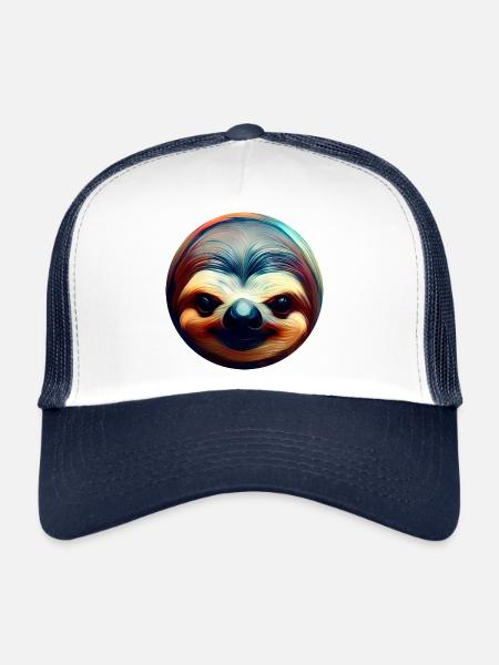 Buntes abstraktes Faultier, Kreatives Tierdesign - Trucker Cap - Weiß/Navy - Vorne