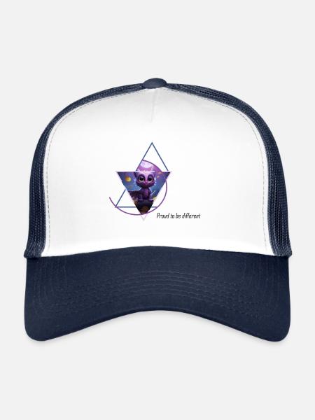 Hybride hibou-dragon - Casquette trucker  - blanc/marine - Devant
