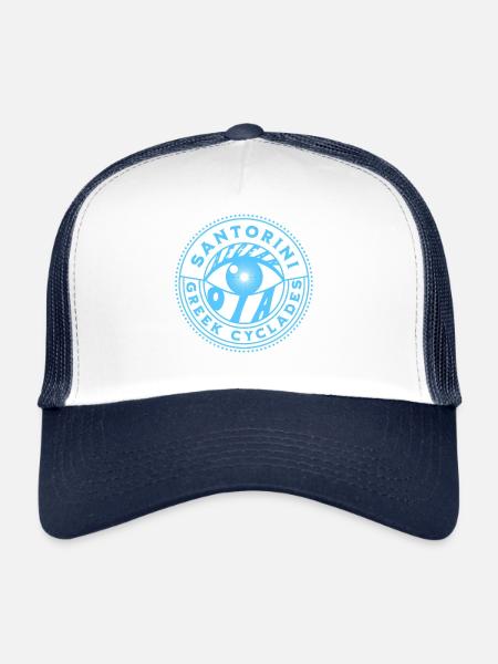 Santorin Bleu Œil Grec - Casquette trucker  - blanc/marine - Devant