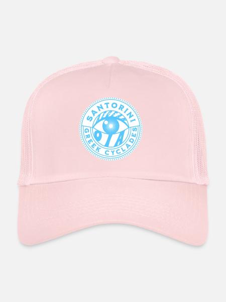 Santorini Blaues Griechisches Auge - Trucker Cap - Hellrosa - Vorne