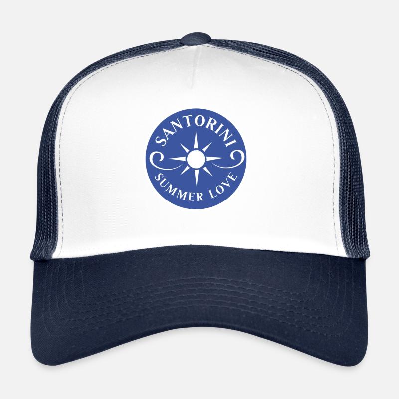 Blue Santorini Summer Love Sunset Trucker Cap