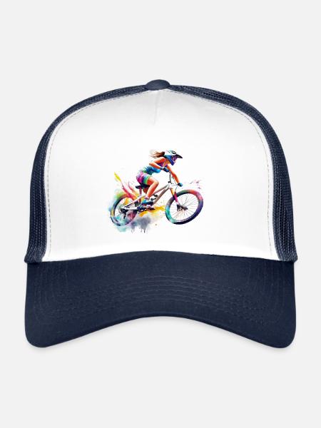 Downhil Biker - Trucker Cap - white/navy - Front