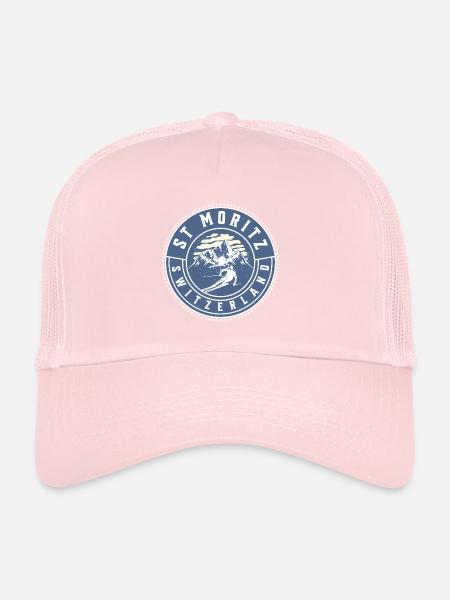 Saint Moritz Switzerland Skiing - Trucker Cap - pale pink - Front