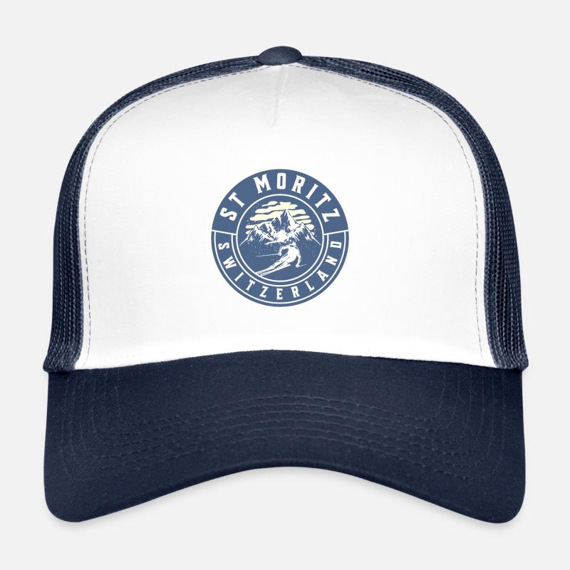Saint Moritz Suisse Ski - Casquette trucker  - blanc/marine