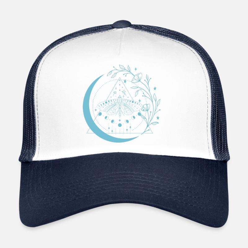 Moth Moon Flowers - Trucker Cap - white/navy