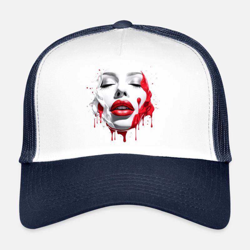 Frauengesicht Rote Lippen Trucker Cap