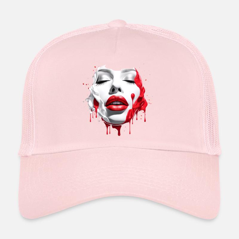 Visage de femme Lèvres rouges Casquette trucker 