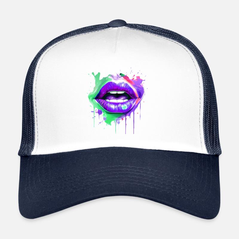 Bunte Lippen Kussmund Frauengesicht Geschenkidee Trucker Cap