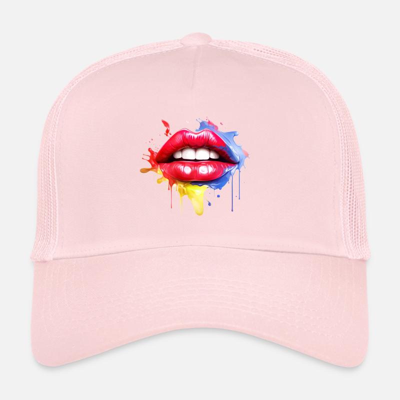 Bunte Lippen Kussmund Frauengesicht Geschenkidee Trucker Cap