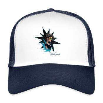 Fille rock - Casquette trucker  - blanc/marine - Devant