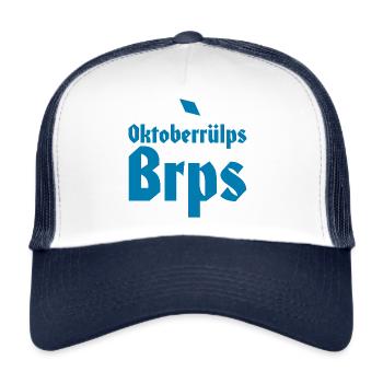 Oktoberrülps Shirt – für Bierdurst gegen Aufstoßen - Trucker Cap - Weiß/Navy - Vorne