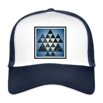Blue quadrilateral with Sierpinski triangles - Trucker Cap - white/navy - Front