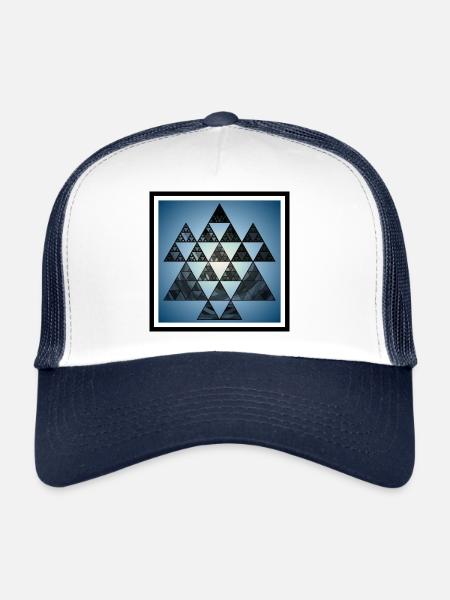Blue quadrilateral with Sierpinski triangles - Trucker Cap - white/navy - Front
