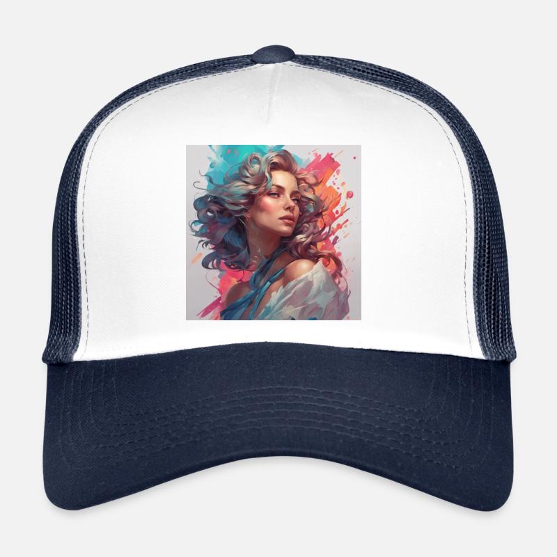 Retro Portrait - Trucker Cap - Weiß/Navy