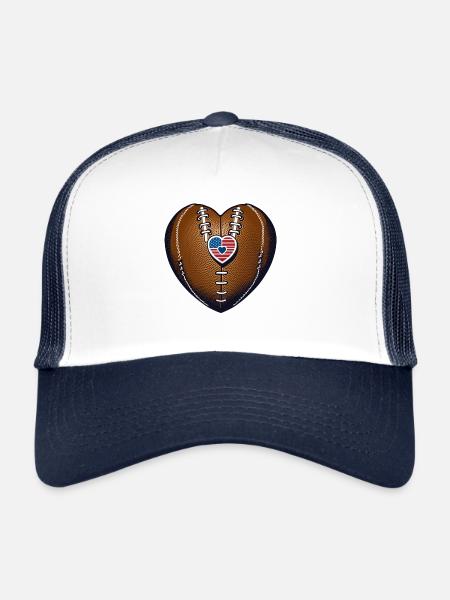 American Football Ball Love Heart For Fans Players - Trucker Cap - white/navy - Front