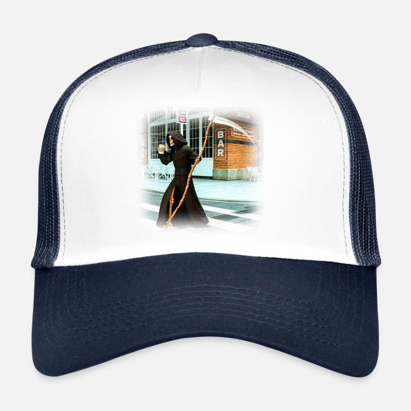 Coffee to go for death - Trucker Cap - white/navy