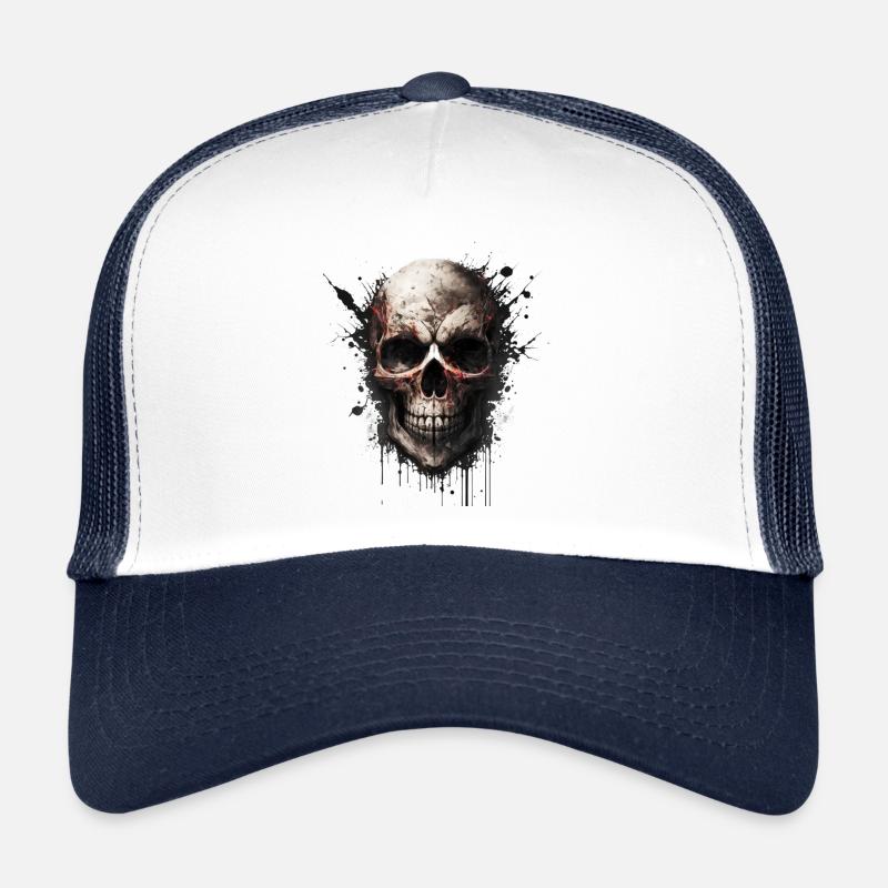 Squelette - Casquette trucker  - blanc/marine