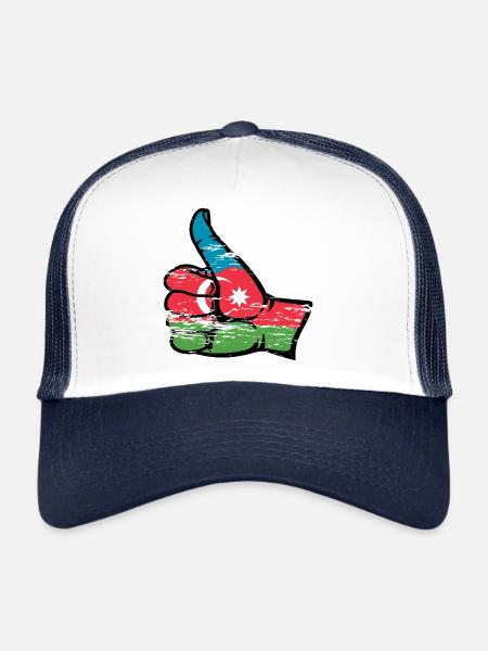 Drapeau de l’Azerbaïdjan Tout Effacer l’icône utilisée - Casquette trucker  - blanc/marine - Devant