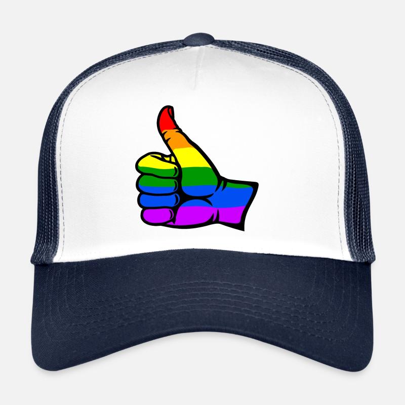 Regenbogenfarbe Flagge Hand alles klar Symbol Trucker Cap