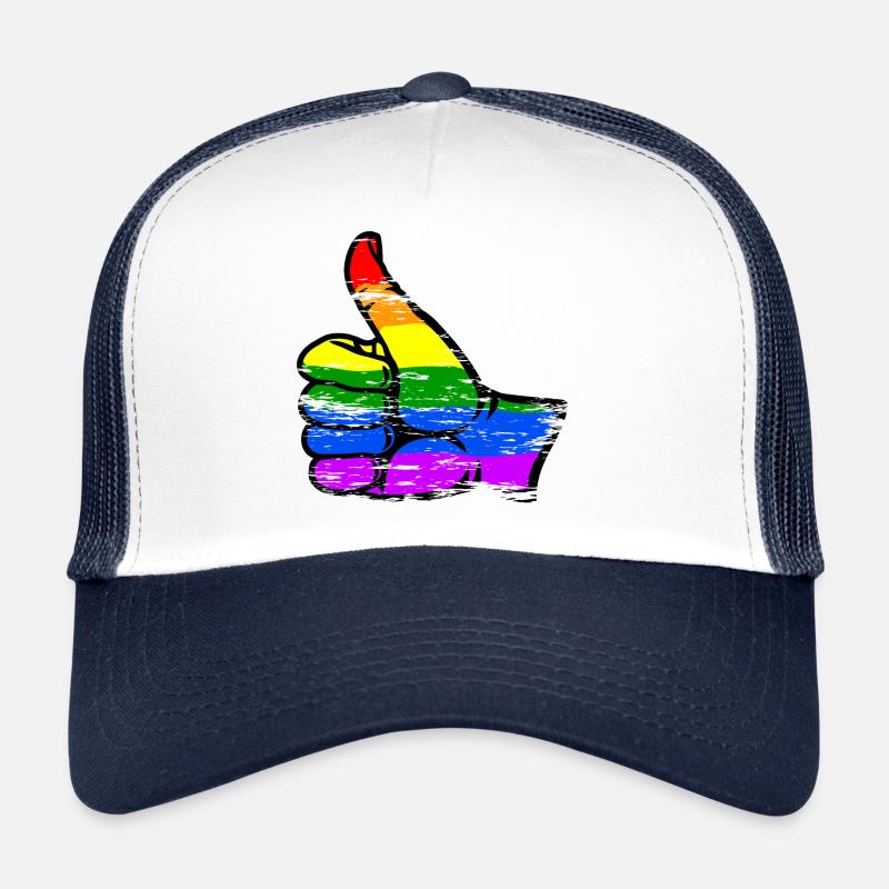 Regenbogenfarbe Flagge Hand alles klar Symbol used Trucker Cap