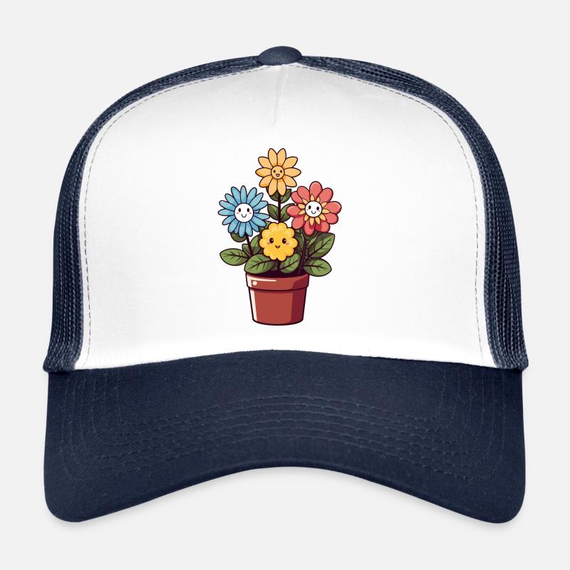 Fleurs riantes dans un pot de fleurs Casquette trucker 