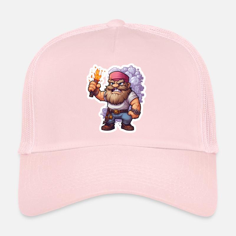 Pixel Dwarf With Torch Mining Game Shirt Trucker Cap