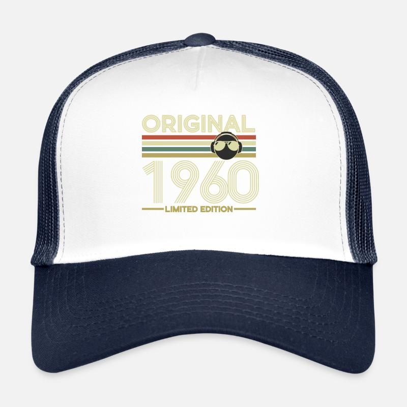 1960 - Casquette trucker  - blanc/marine