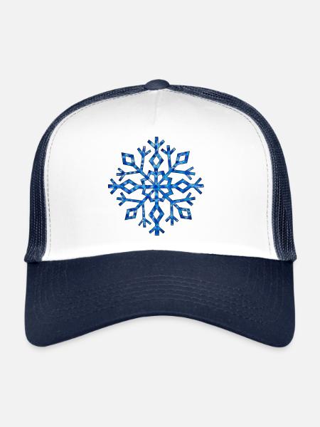 Snow Crystal Snowflake Ice Crystal Winter Time - Trucker Cap - white/navy - Front