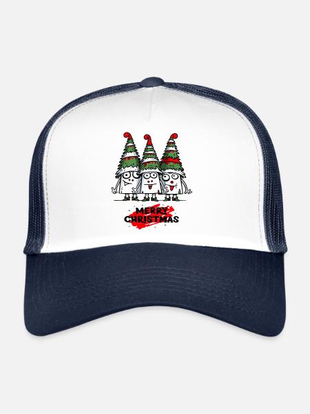 Funny Crazy Christmas Trees Christmas - Trucker Cap - white/navy - Front