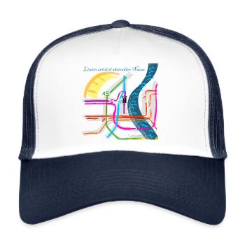 (Straßenbahn-)LINIENabstraktion zeitlicher Art - Trucker Cap - Weiß/Navy - Vorne