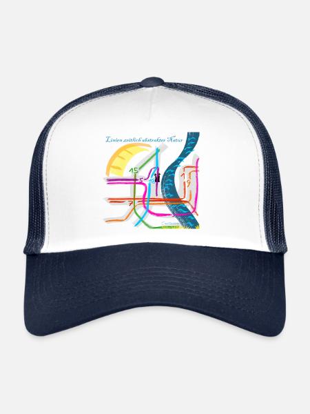 (Straßenbahn-)LINIENabstraktion zeitlicher Art - Trucker Cap - Weiß/Navy - Vorne