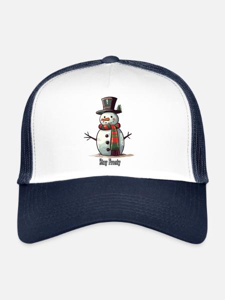 Funny snowman Stay Frosty - Trucker Cap - white/navy - Front
