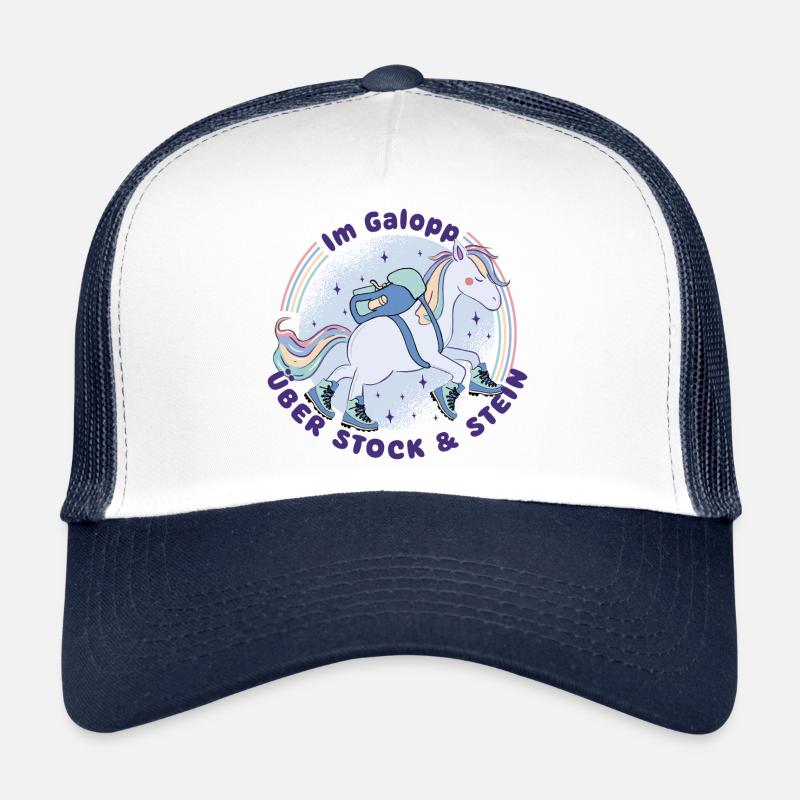 Einhorn - Wandern mit Kind - über Stock und Stein - Trucker Cap - Weiß/Navy