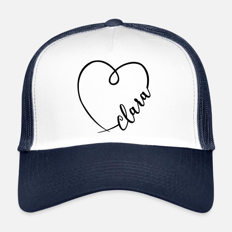 Clara Nom Calligraphie Coeur - Casquette trucker  - blanc/marine