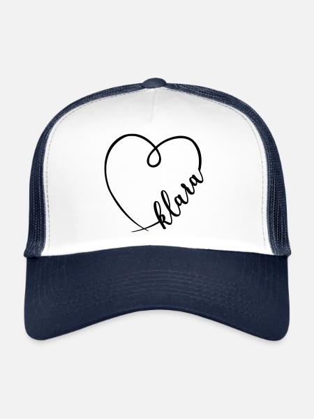 Klara Name Calligraphy Heart - Trucker Cap - white/navy - Front