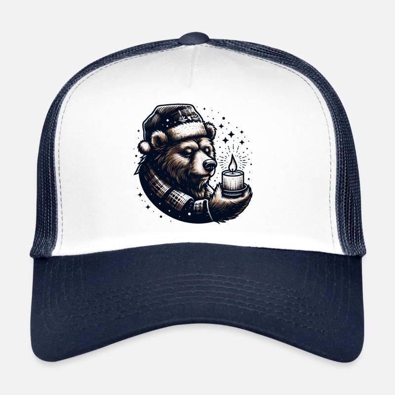 BEAR TEALIGHT CANDLE CHRISTMAS WINTER WARMTH NORTH Trucker Cap