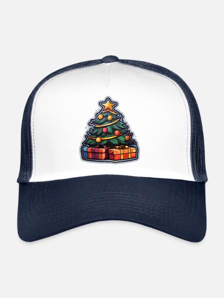 Christmas tree with gifts and a star - Trucker Cap - white/navy - Front
