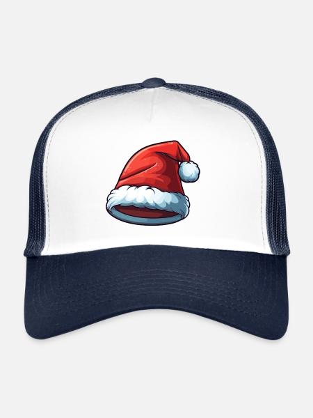 Bonnet de Père Noël / Père Noël - Casquette trucker  - blanc/marine - Devant