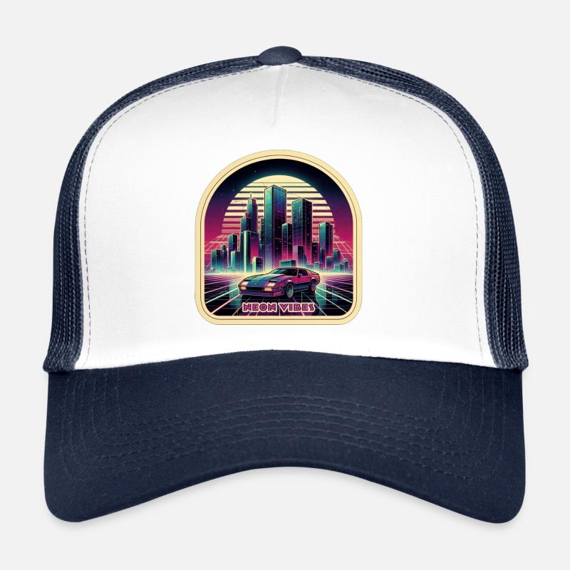 Neon Car Sticker - Trucker Cap - Weiß/Navy