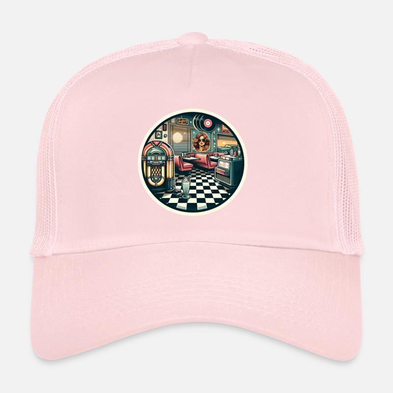Retro Cafe Sticker Trucker Cap