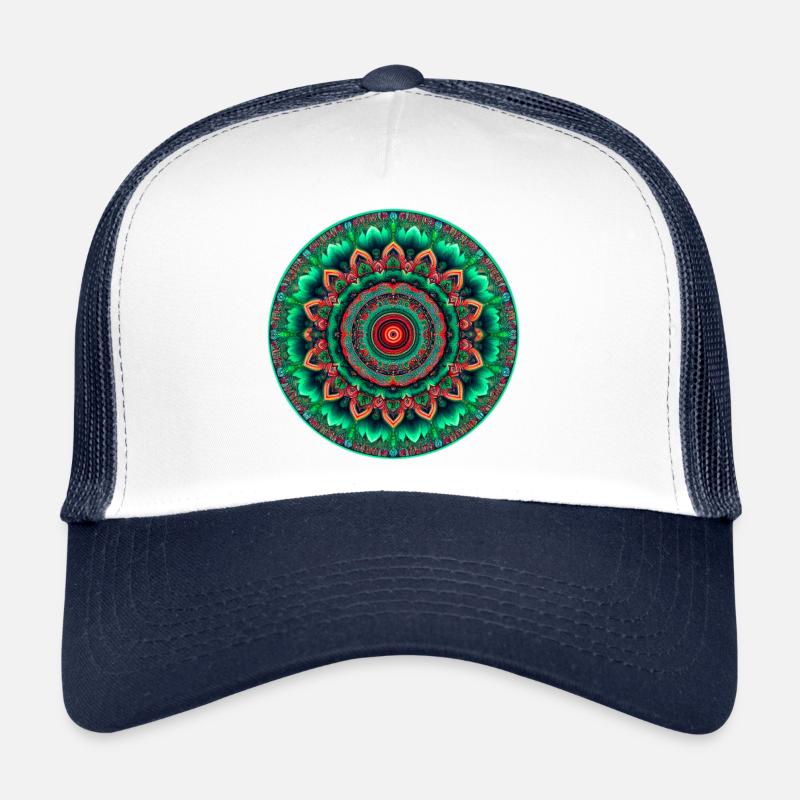 Mandala Neon Green & Red Casquette trucker 