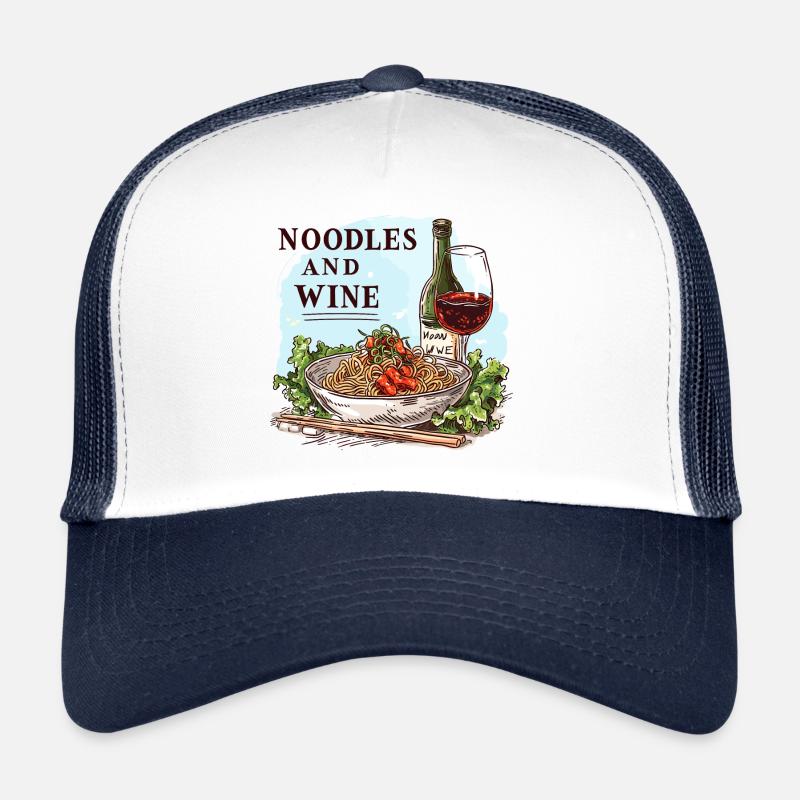 Nudeln und Wein Essen Alkohol Lustige Sprüche Trucker Cap
