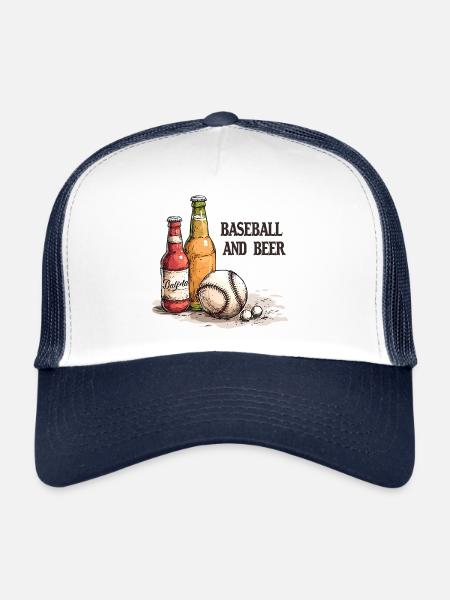 Baseball And Beer Sprüche Sport - Trucker Cap - Weiß/Navy - Vorne