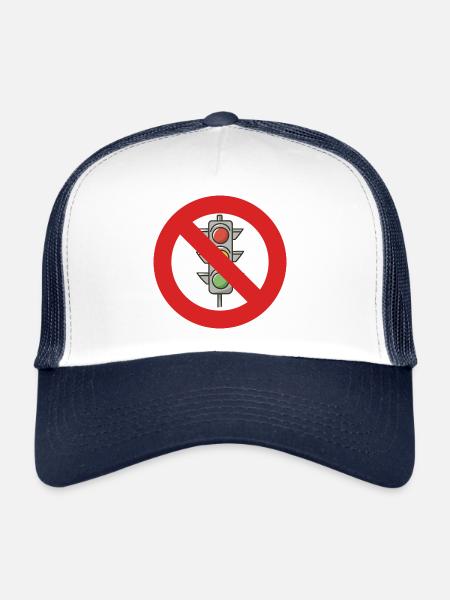Arrêtez la politique du panneau d’interdiction des feux de circulation - Casquette trucker  - blanc/marine - Devant