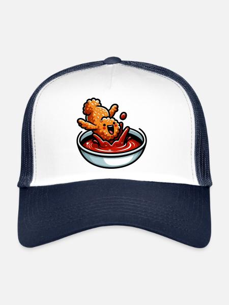Poulet frit Ailes de poulet Poulet Cadeau - Casquette trucker  - blanc/marine - Devant